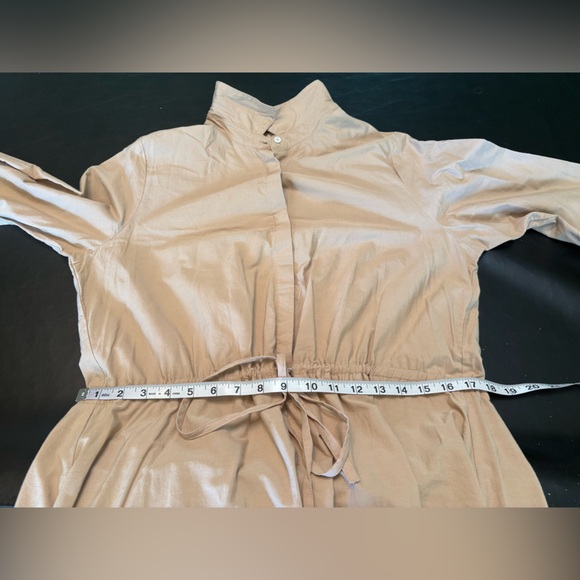 Sweet Magnolia Tan Long Sleeve Cotton Shirt Dress Cutout On Bottom Size L - Picture 11 of 14
